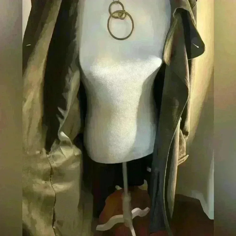 Olive Super Soft Faux Suede Trench Coat XL great condition and very versatile - Picture 2 of 9